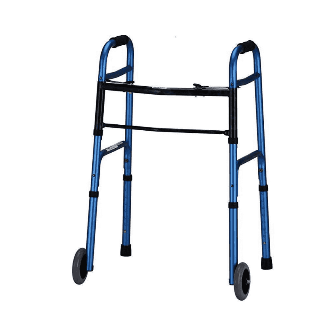 Nova Medical 4080 Deluxe 2 Button Folding Walker with 5″ Wheels - primehubstore.shop Walkers