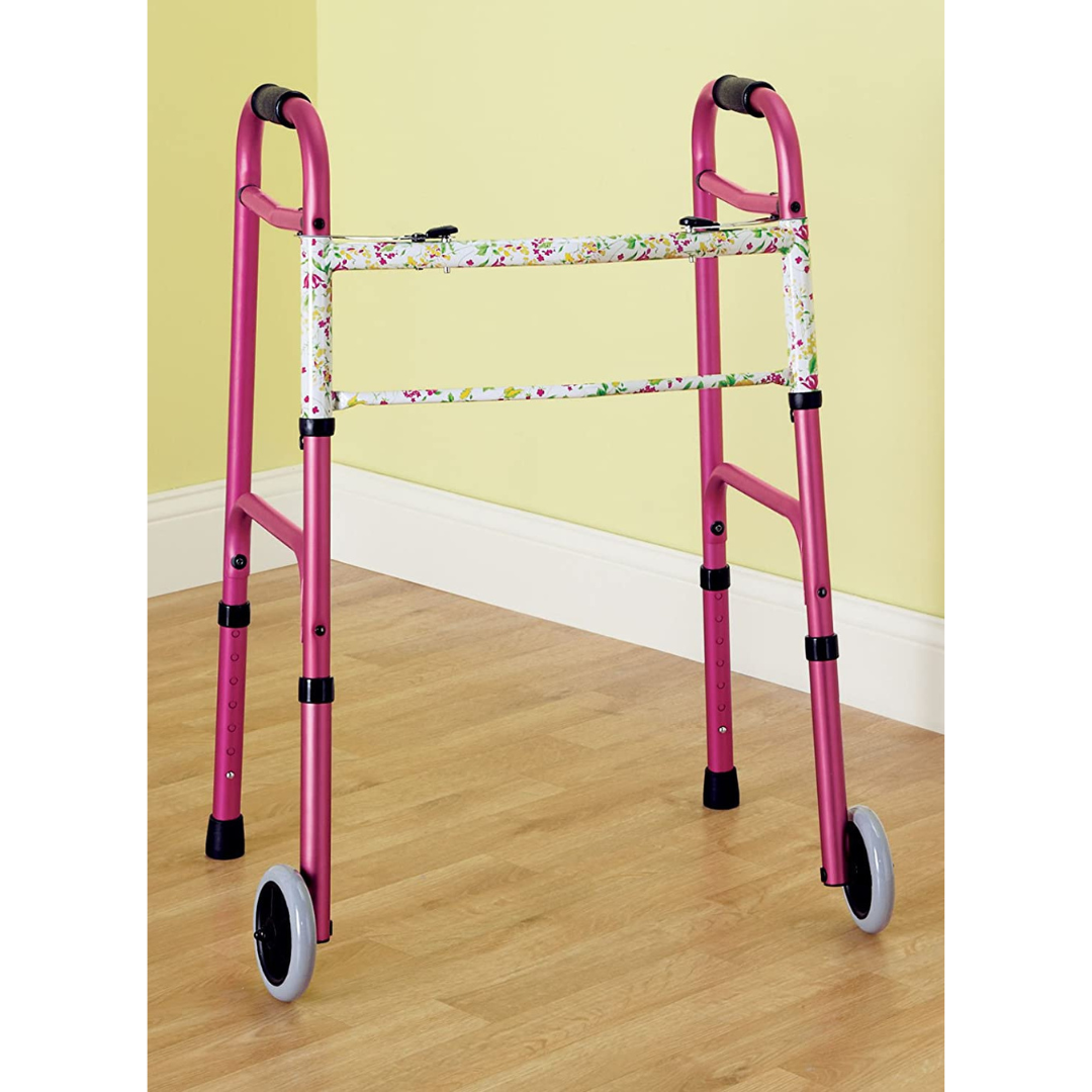 Nova Medical 4080 Deluxe 2 Button Folding Walker with 5″ Wheels - primehubstore.shop Walkers