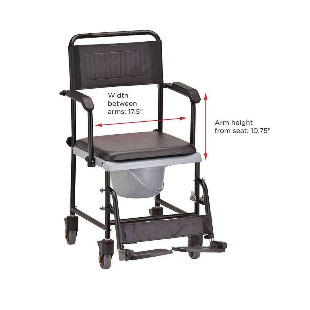 Nova Medical 8805 Drop-Arm Transport Chair Commode with Wheels - primehubstore.shop Commodes