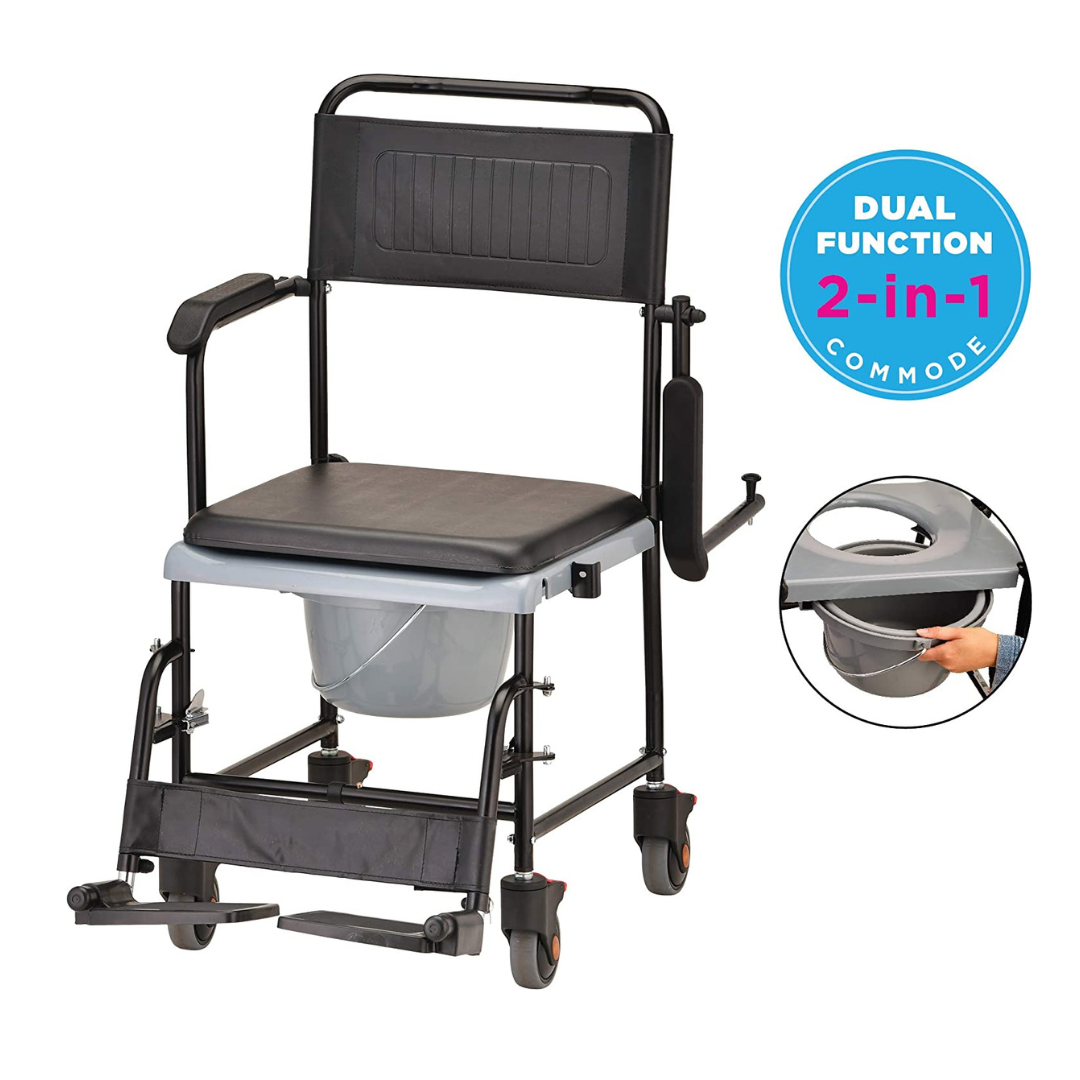 Nova Medical 8805 Drop-Arm Transport Chair Commode with Wheels - primehubstore.shop Commodes
