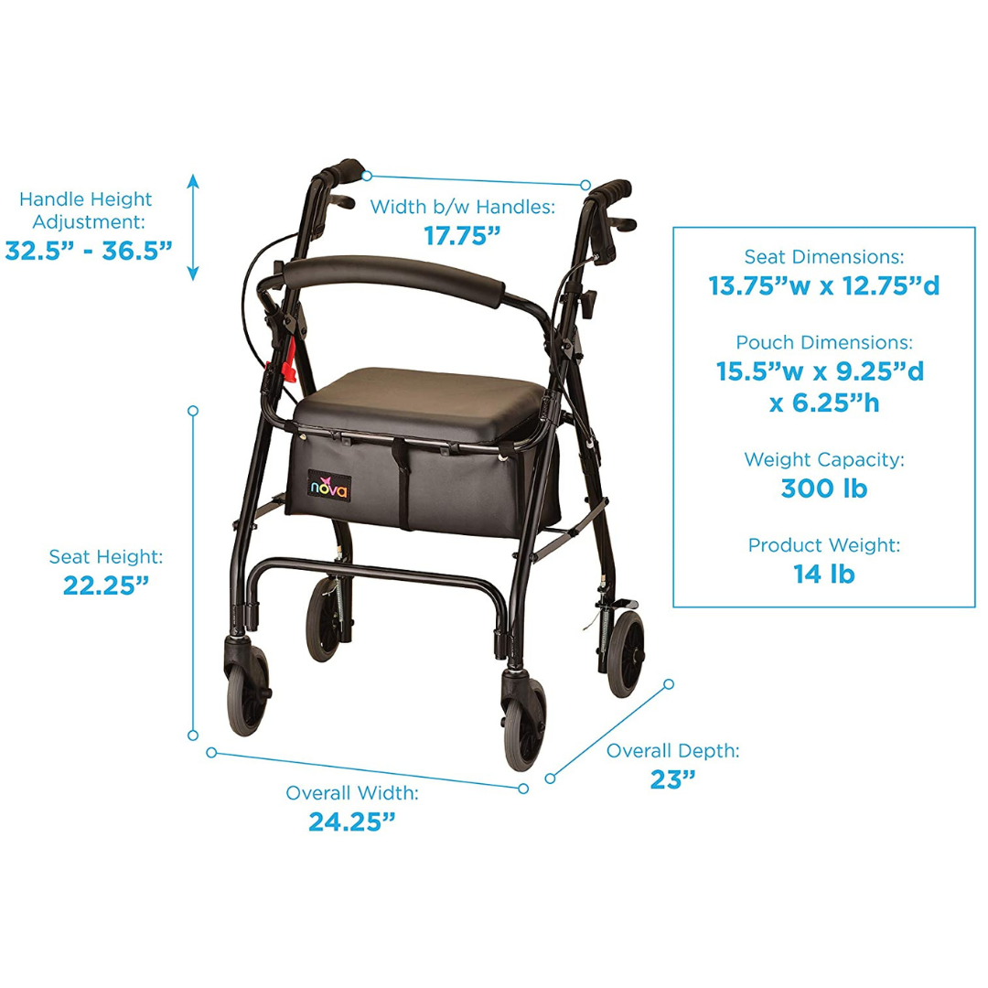 Nova Medical 4202 GetGo Classic Folding Lightweight Rollators with 6" Wheels - primehubstore.shop Rollators
