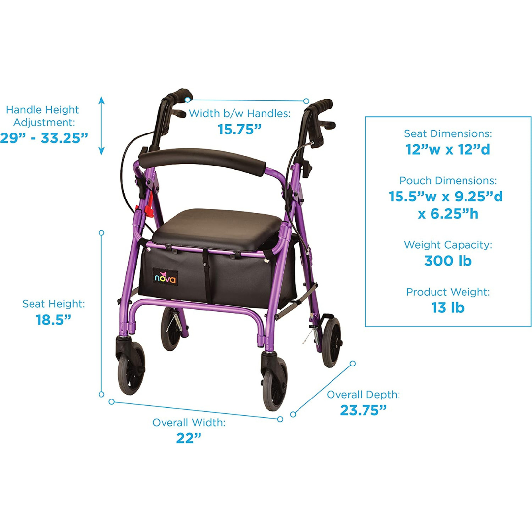 Nova Medical 4208 GetGo Petite Narrow Folding Lightweight Rollators with 6" Wheels - primehubstore.shop Rollators