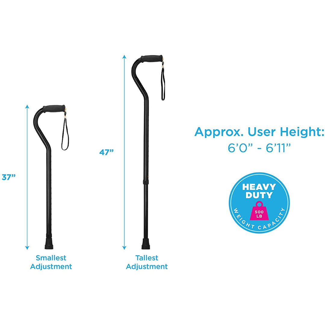 Nova Medical HD Extra Tall Heavy Duty Offset Cane - Up To Users 6'11" - primehubstore.shop Canes