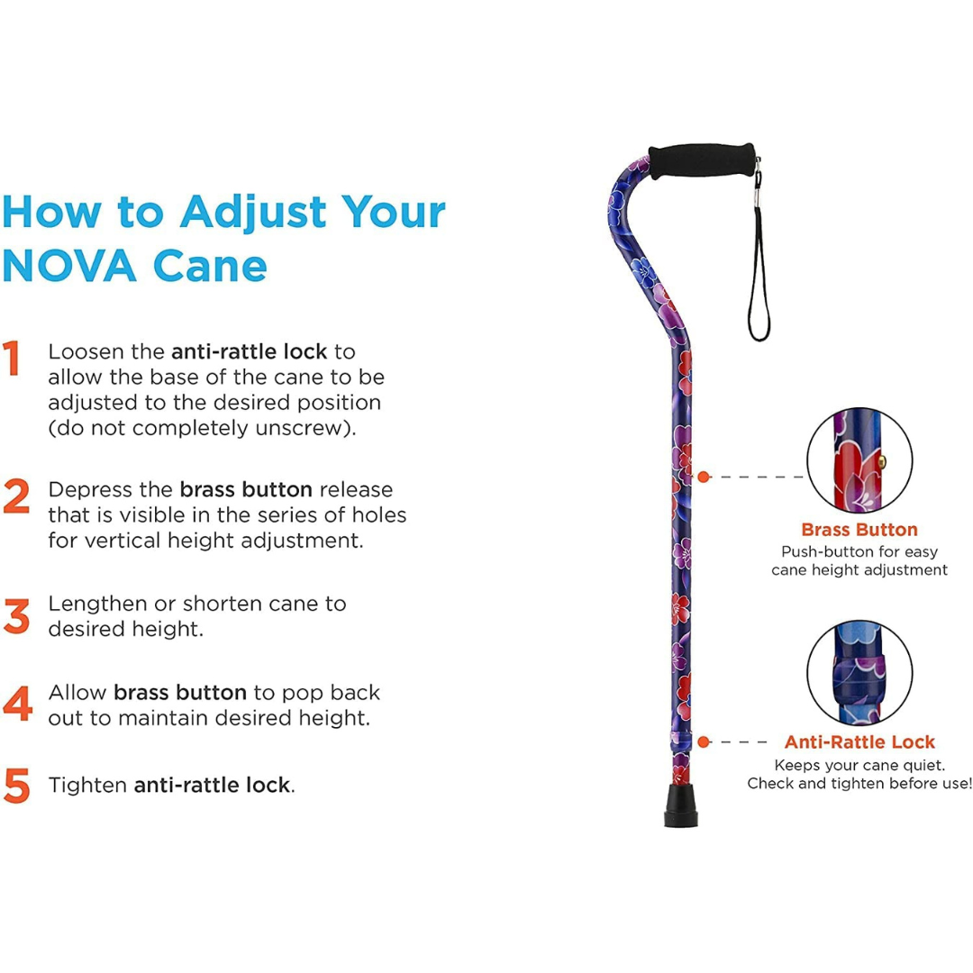Nova Medical HD Extra Tall Heavy Duty Offset Cane - Up To Users 6'11" - primehubstore.shop Canes