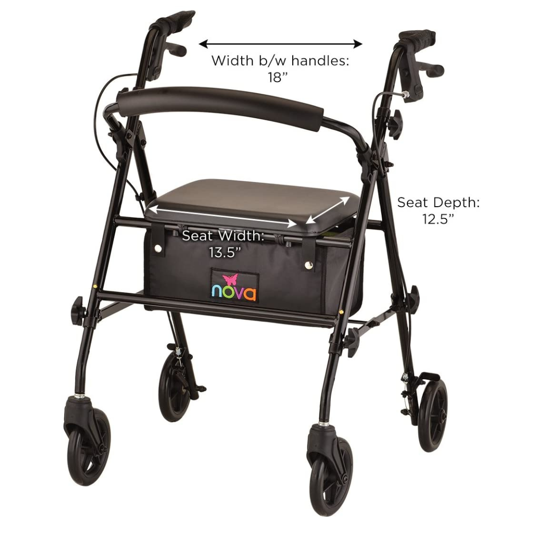Nova Medical 4205 Journey Steel Rollator - Lightweight & Portable - primehubstore.shop Rollators