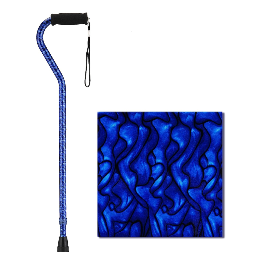 Nova Medical Lightweight Adjustable Designer Canes with Offset Handles - Blue Waves