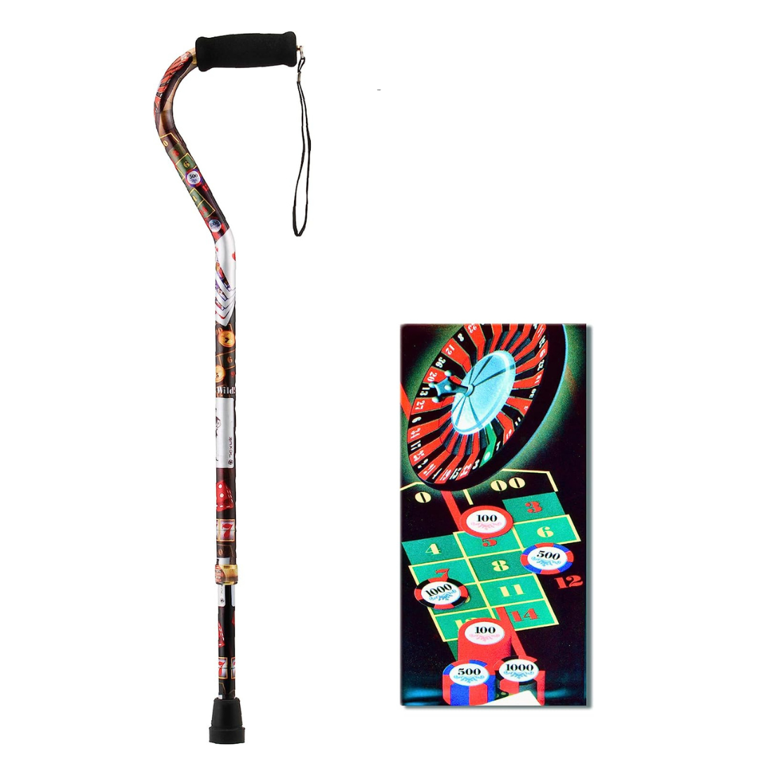 Nova Medical Lightweight Adjustable Designer Canes with Offset Handles - Casino Days