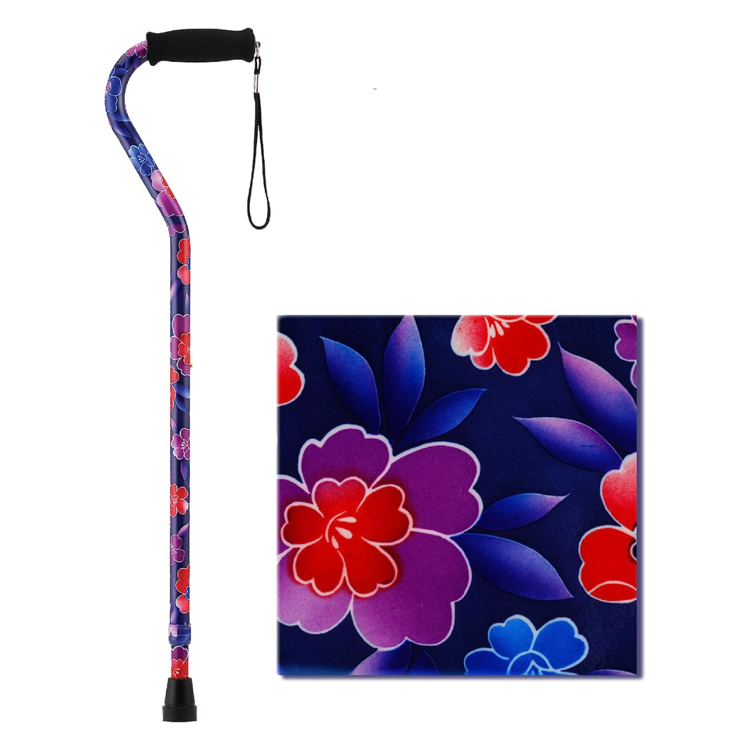 Nova Medical Lightweight Adjustable Designer Canes with Offset Handles - Maui Flowers