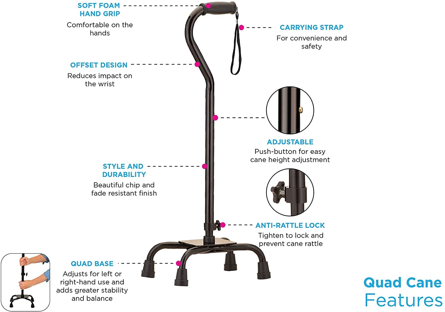 Nova Medical Quad Cane with Large Base - primehubstore.shop Quad Canes