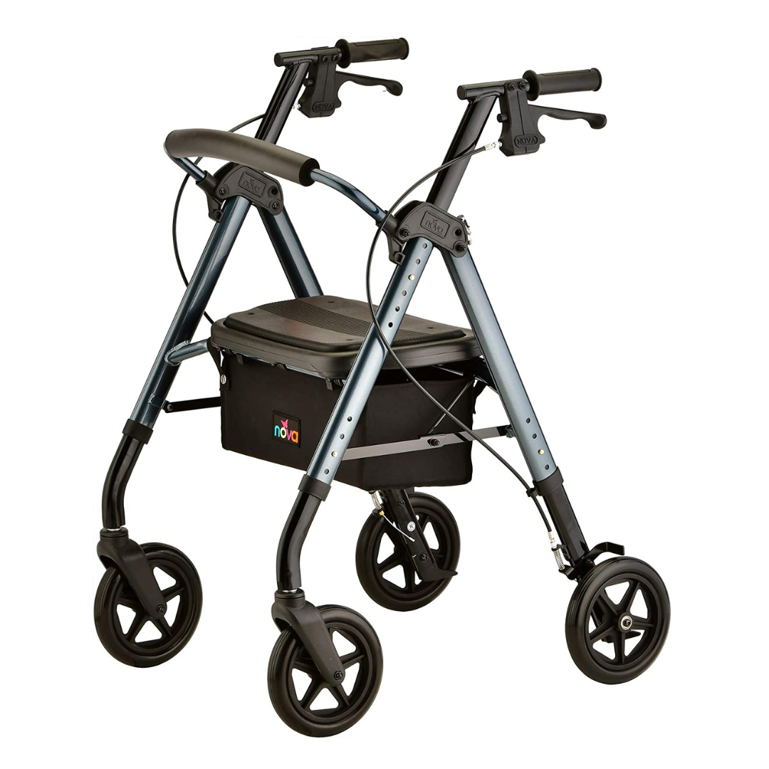 Nova Medical 4262 Star DX Rollator Walker with Wide Padded Seat & 8” Wheels - primehubstore.shop Rollators