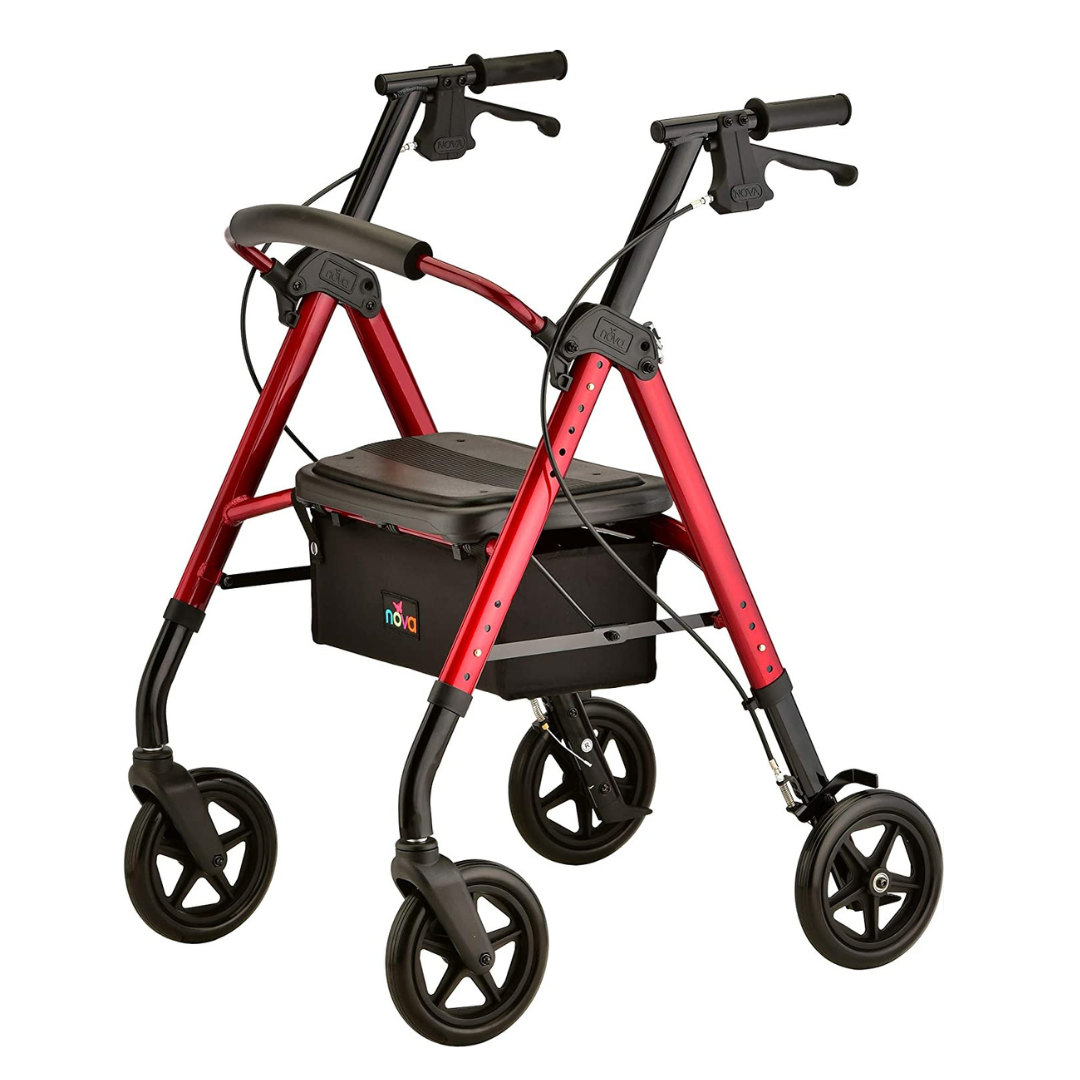 Nova Medical 4262 Star DX Rollator Walker with Wide Padded Seat & 8” Wheels - primehubstore.shop Rollators