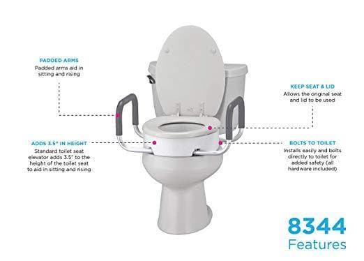 Nova Medical Toilet Seat Risers with Arms - Adds 3.5 Inches - primehubstore.shop Raised Toilet Seats