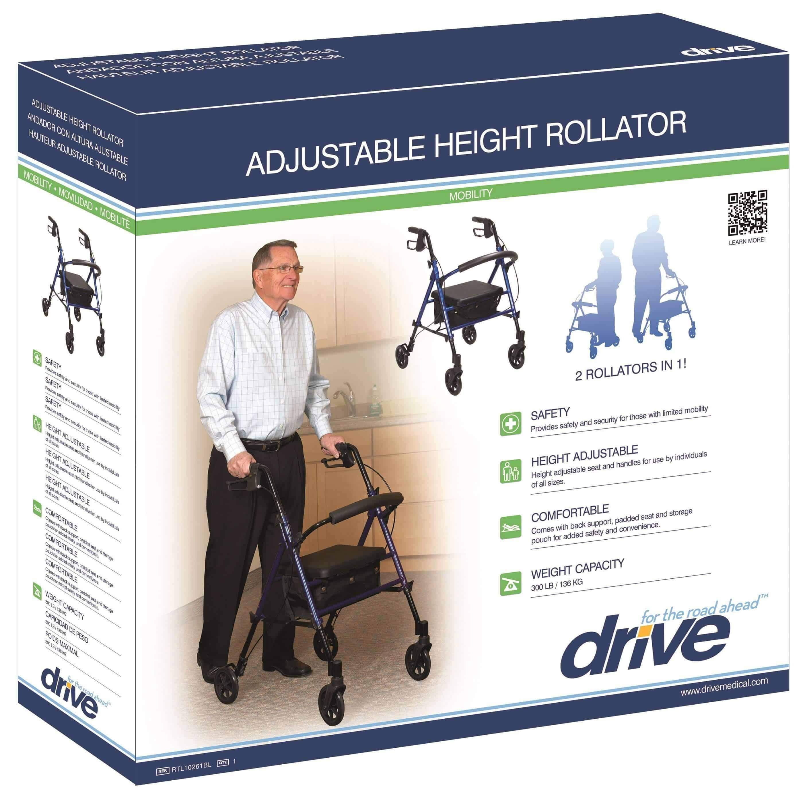 Drive Medical Adjustable Height Rollators with 6" Casters - primehubstore.shop Rollators
