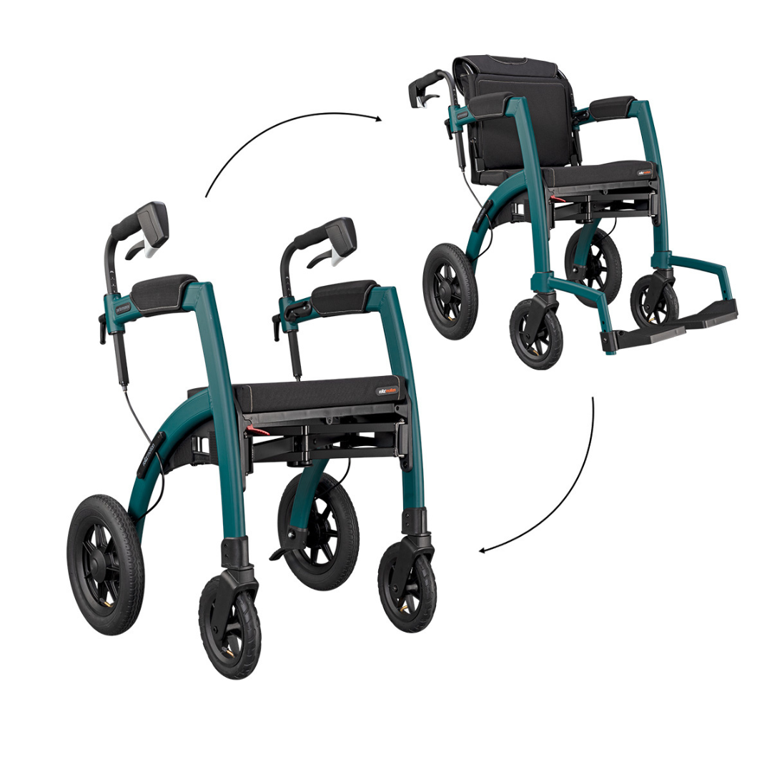 Rollz Motion Performance Lightweight Hybrid Transport Chair Rollator - primehubstore.shop Hybrid Transport Chair/Rollators