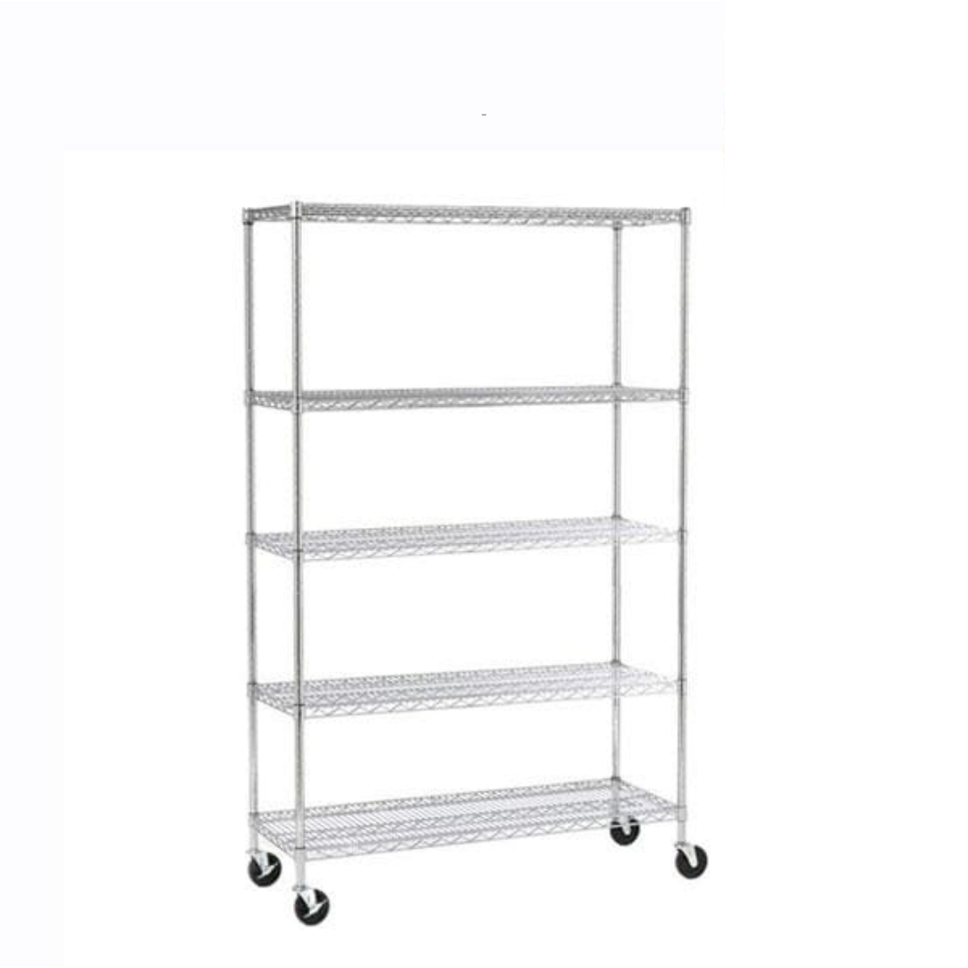 SafeRacks 5-Tier Wire Shelving Storage Racks on Wheels - 18” x 48” x 72” - primehubstore.shop Storage Racks with Wheels