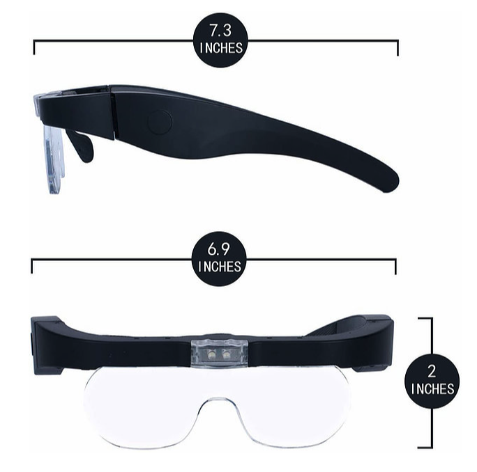 Magnipros Rechargeable Head Magnifying Glasses with 2 LEDs & 4 Detachable Lenses - primehubstore.shop Magnifying Glasses