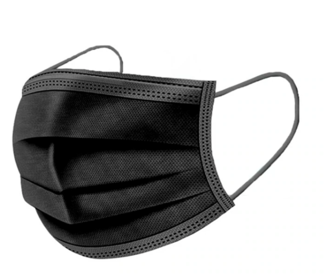 INTCO Nonwoven Protective Fabric 3-Ply Disposable Face Mask - Black Box of 50 - primehubstore.shop Surgical Style Masks