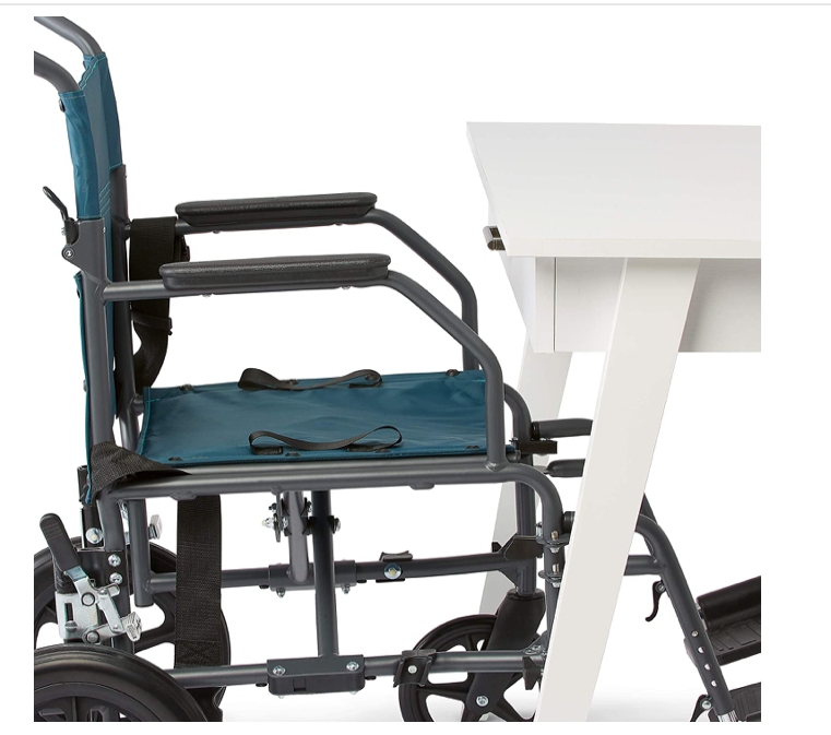 Medline Transport Folding Wheelchair with Lightweight Steel Frame - Teal - primehubstore.shop Transport Chairs