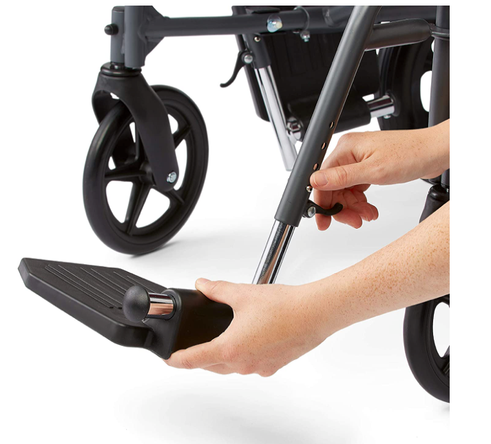 Medline Transport Folding Wheelchair with Lightweight Steel Frame - Teal - primehubstore.shop Transport Chairs