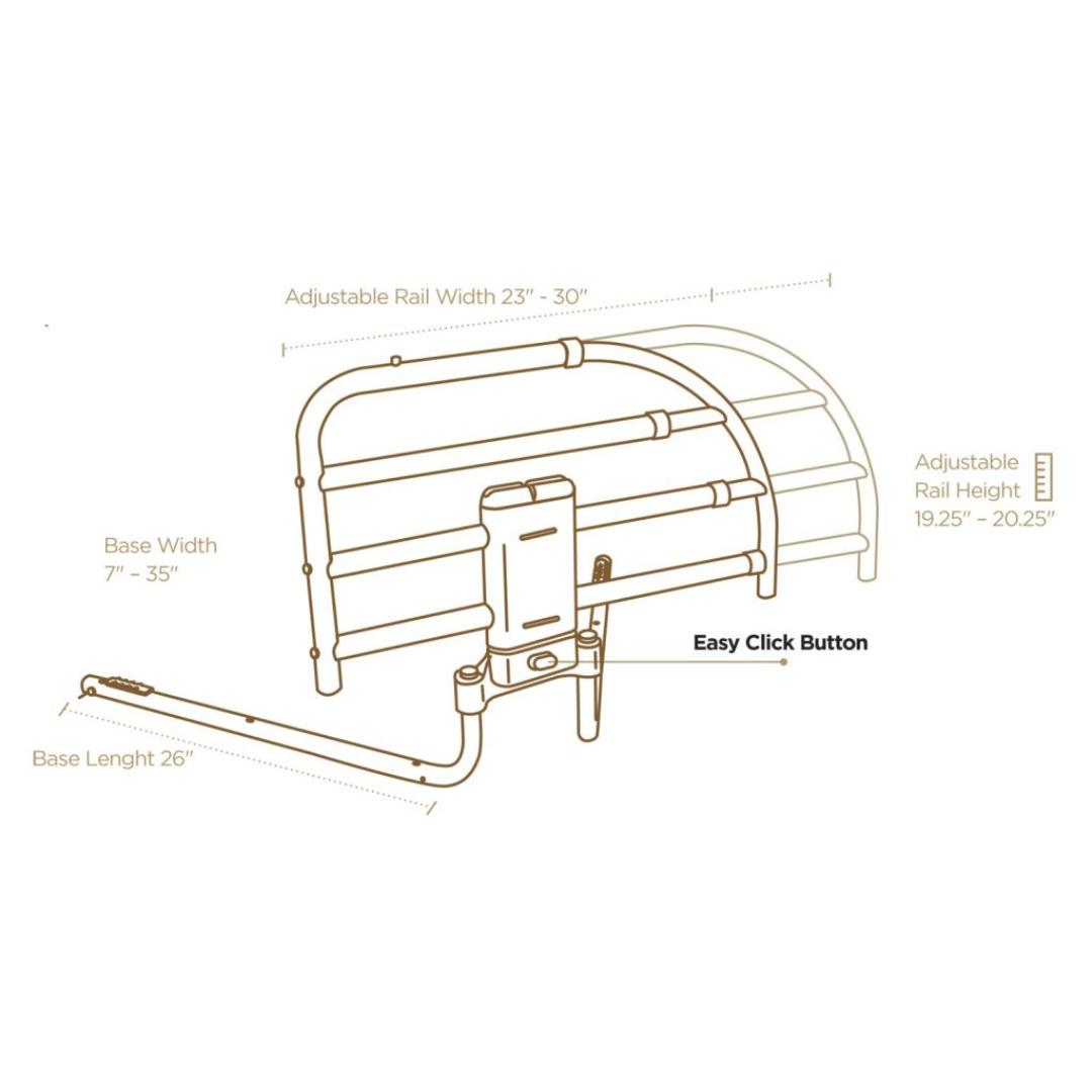Signature Life Freedom Click Extendable Bed Safety Rail - Extends 23-30 Inches - primehubstore.shop Bed Rails