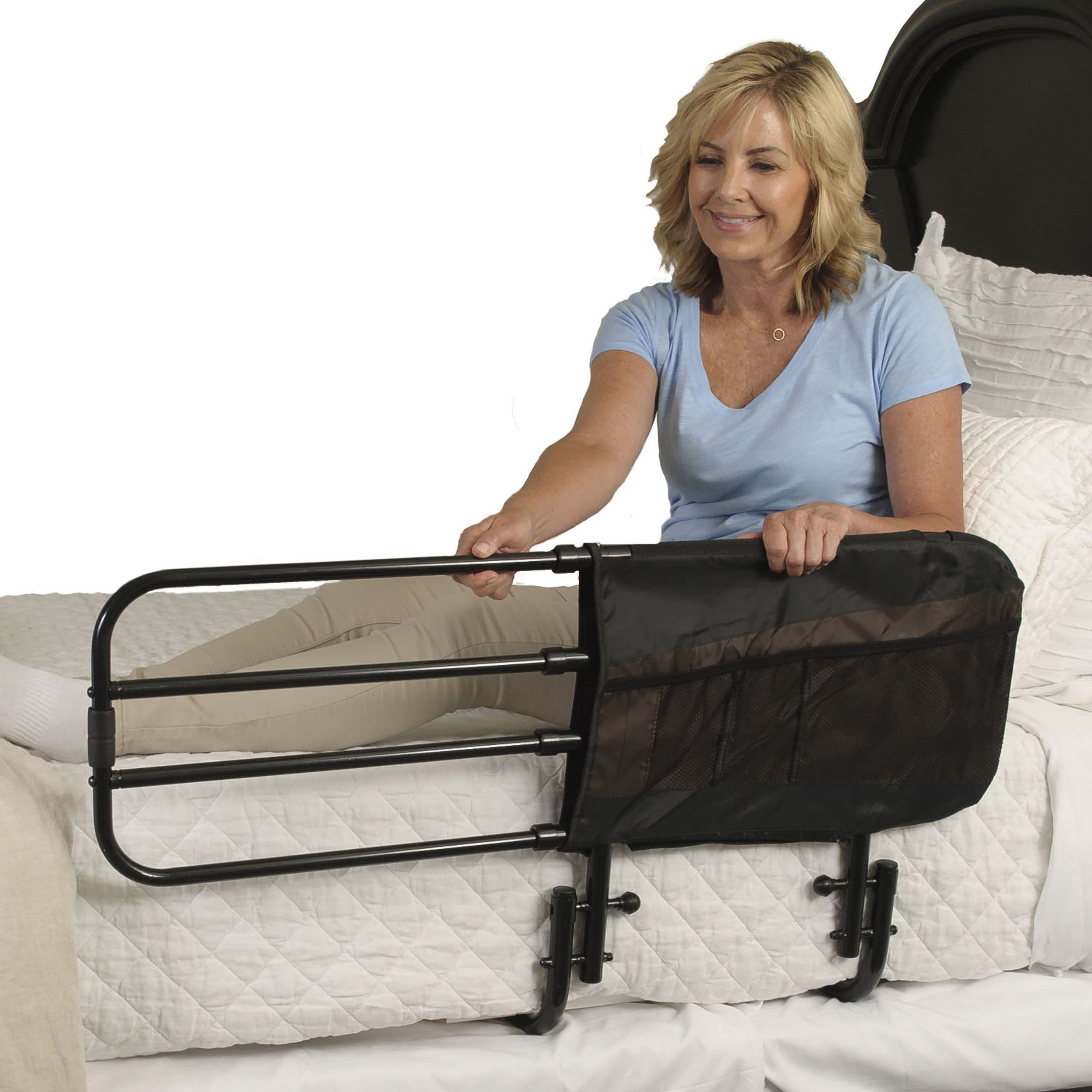 Stander EZ Adjust & Pivoting Adult Extending Bed Rail with Storage Pouch - primehubstore.shop Bed Rails