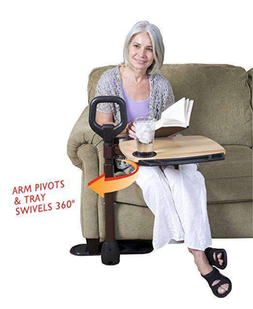 Stander Tray Table - Ergonomic Bamboo Swivel TV Laptop Tray - Safety Support Mobility Handle - primehubstore.shop Bed Rails