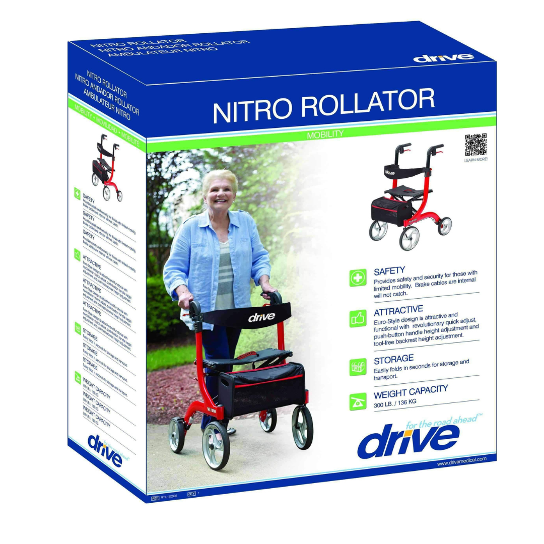 Drive Medical Nitro Euro Style Rollator Rolling Walkers - Tall Users - primehubstore.shop Rollators
