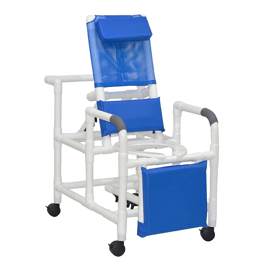 MJM International PVC Echo Reclining Rolling Shower Chair with Commode Opening - primehubstore.shop PVC Shower Chairs