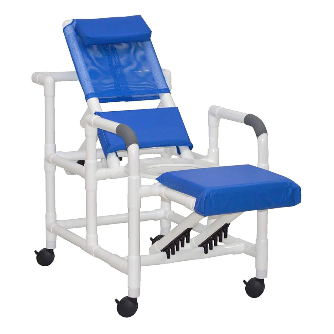 MJM International PVC Echo Reclining Rolling Shower Chair with Commode Opening - primehubstore.shop PVC Shower Chairs