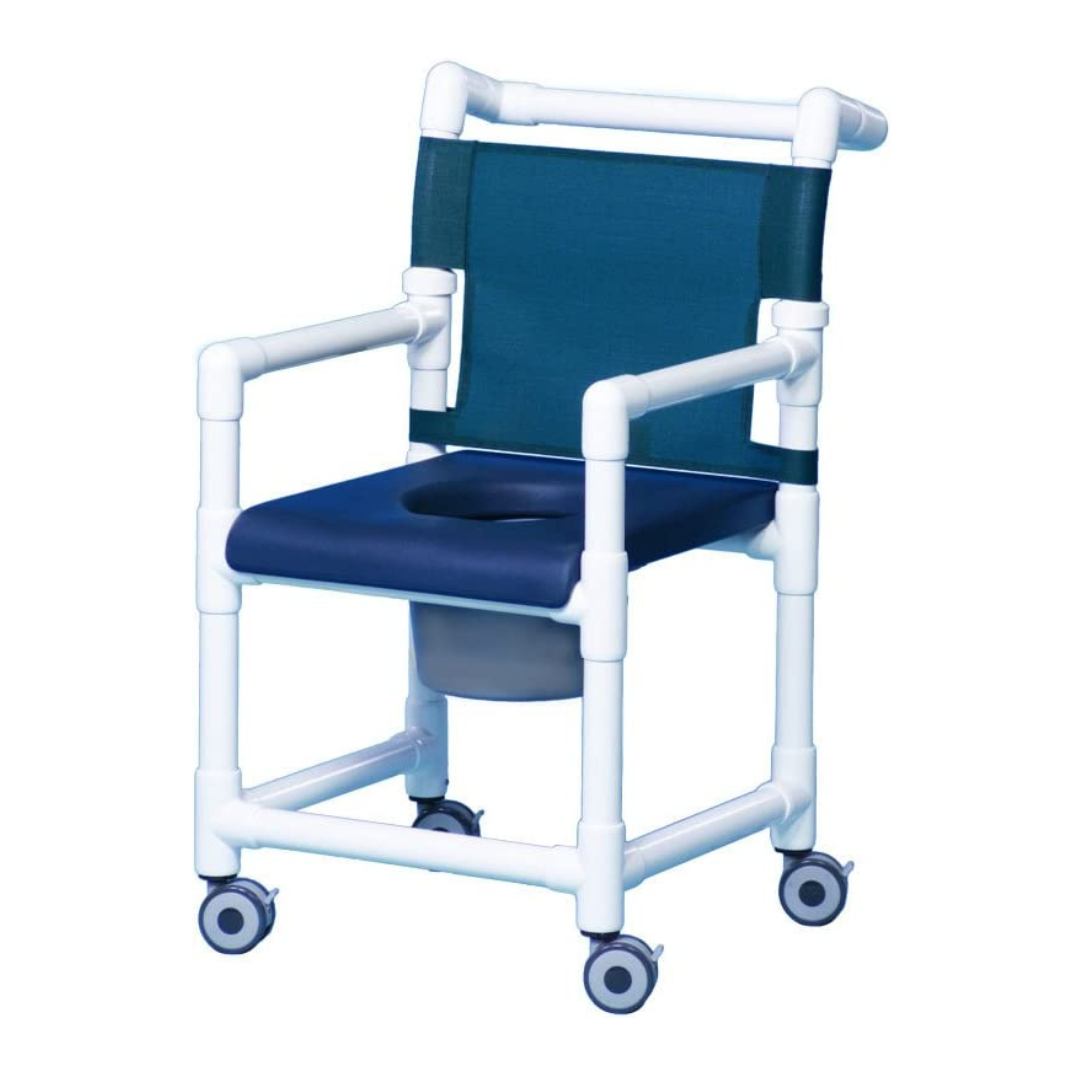 IPU Deluxe Rolling Shower Chair with Commode Opening & Closed Seat - primehubstore.shop PVC Shower Chairs