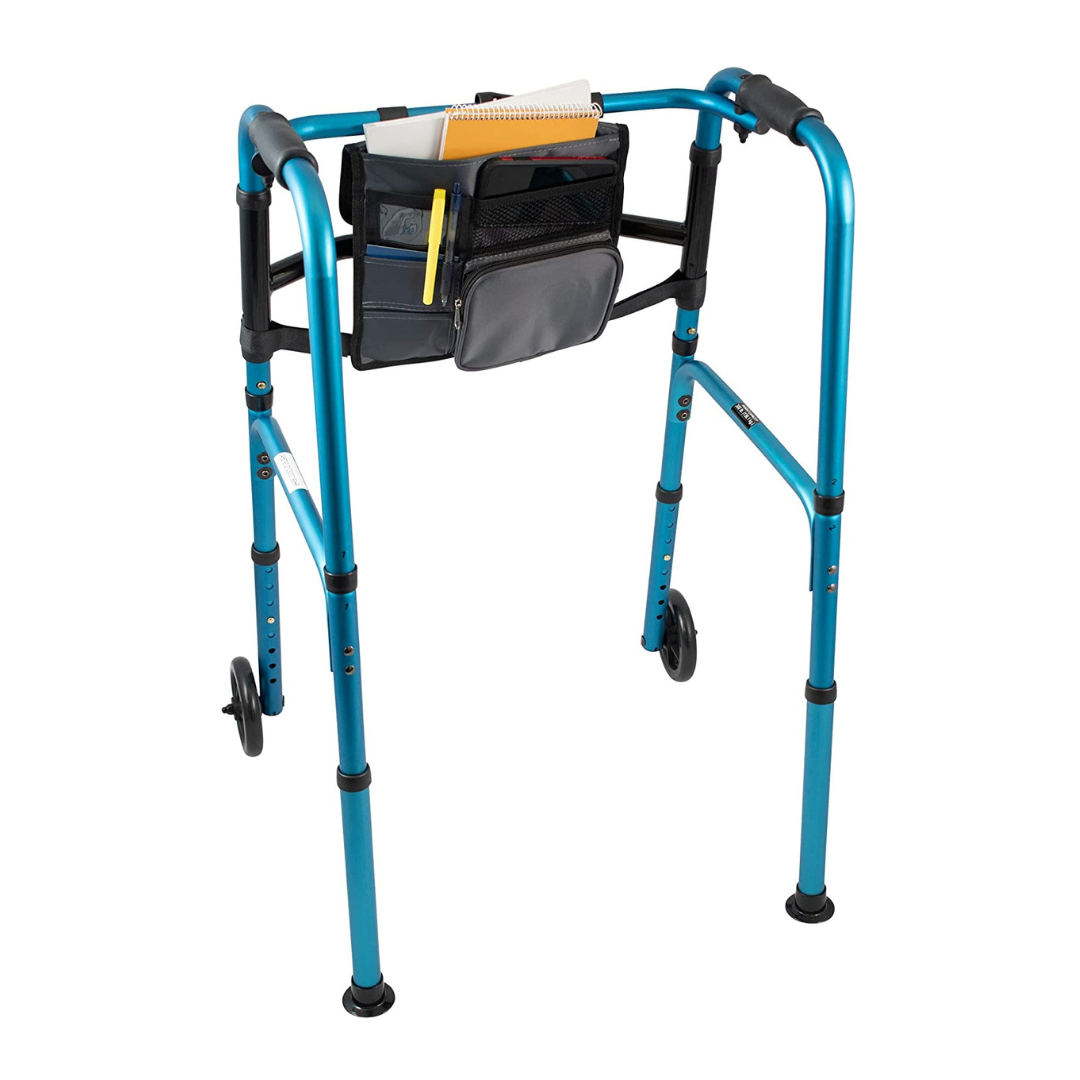 Carex Explorer Folding Walker with 5" Wheels, Glides, and Organizer - primehubstore.shop walkers