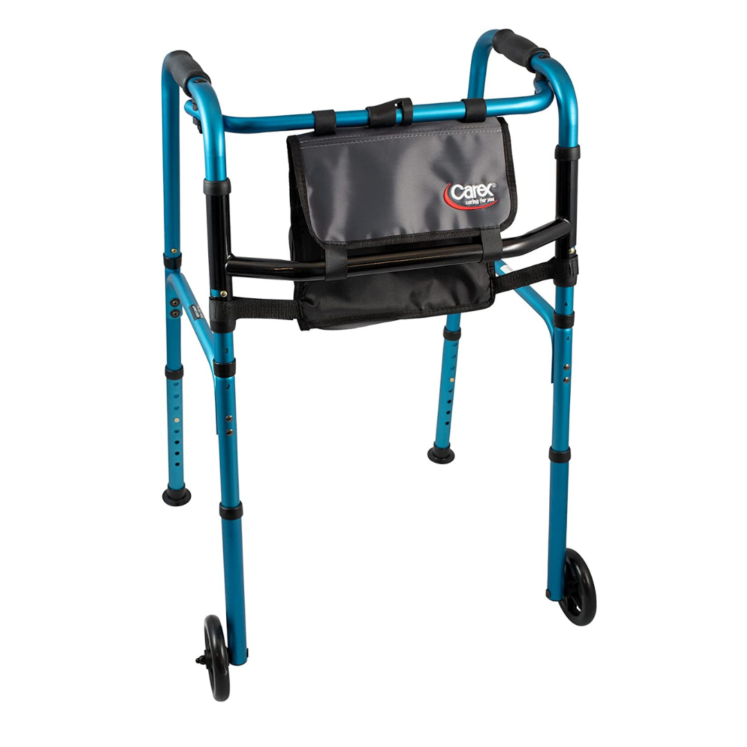Carex Explorer Folding Walker with 5" Wheels, Glides, and Organizer - primehubstore.shop walkers