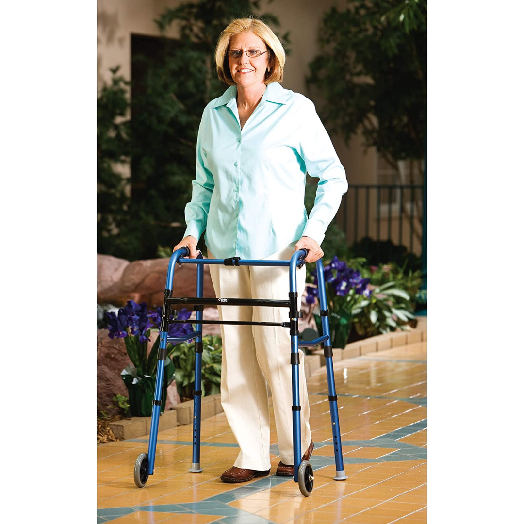Carex Explorer Folding Walker with 5" Wheels, Glides, and Organizer - primehubstore.shop walkers