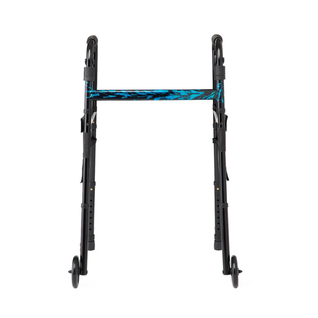 Medline Folding Walker with Wheeled Glide-Brakes, Trigger Release and Storage Bags - primehubstore.shop Walkers