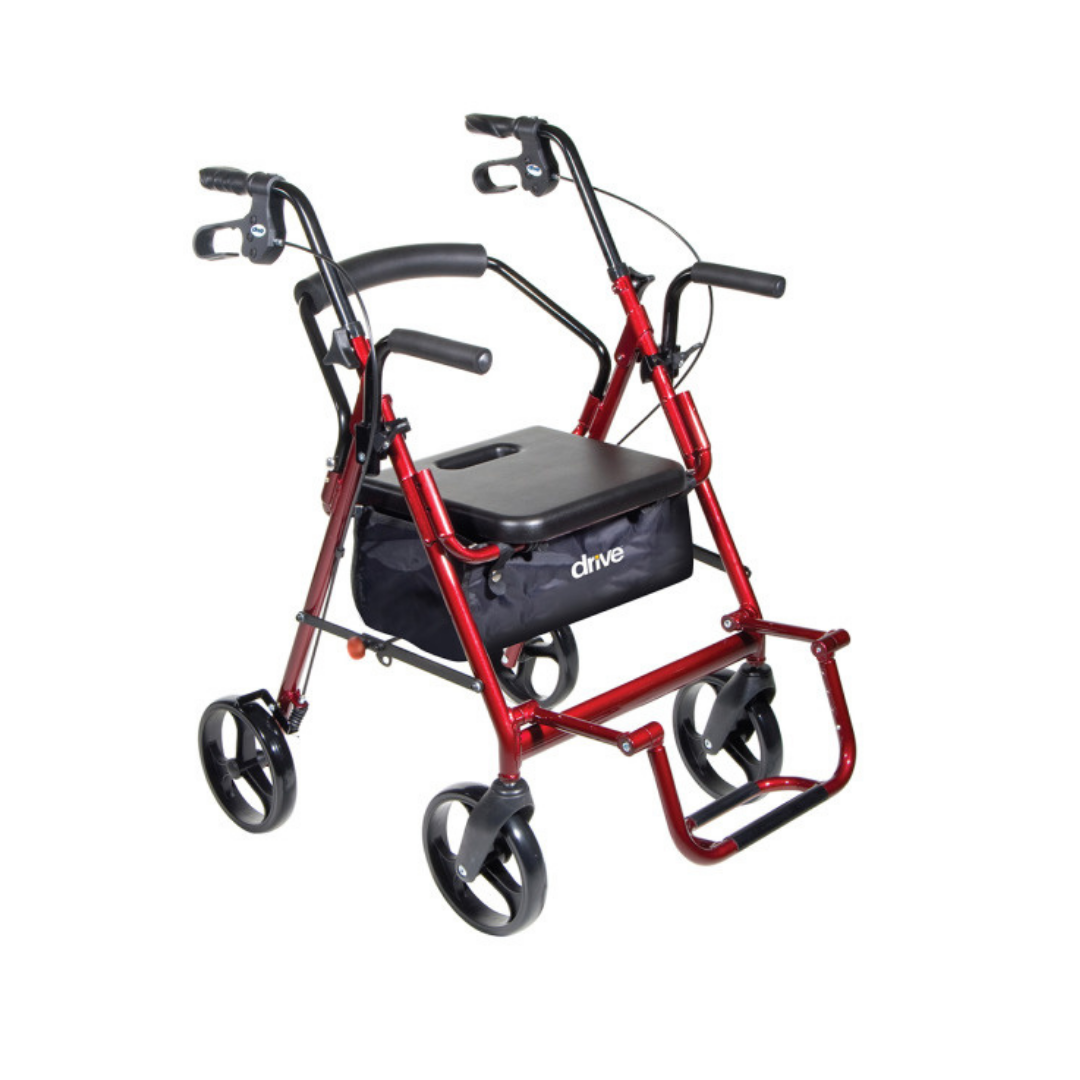 Drive Medical Folding Duet Hybrid Transport Chair Rolling Walker - primehubstore.shop Transport Chairs