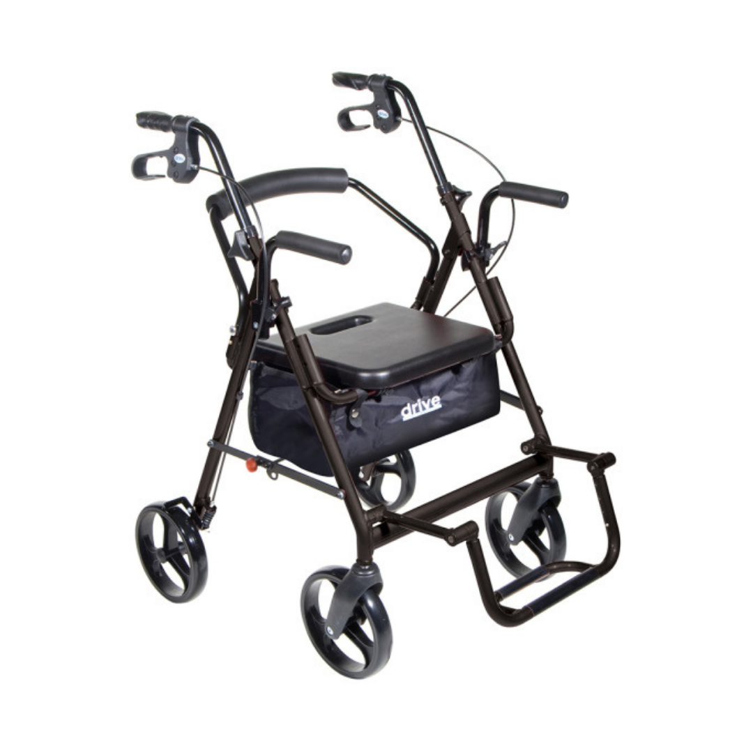 Drive Medical Folding Duet Hybrid Transport Chair Rolling Walker - primehubstore.shop Transport Chairs
