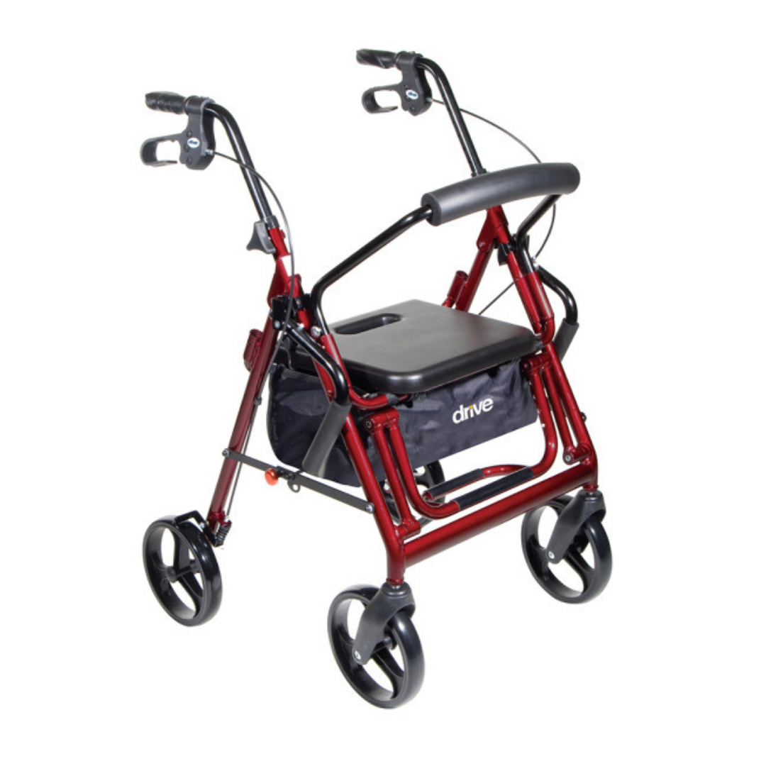 Drive Medical Folding Duet Hybrid Transport Chair Rolling Walker - primehubstore.shop Transport Chairs