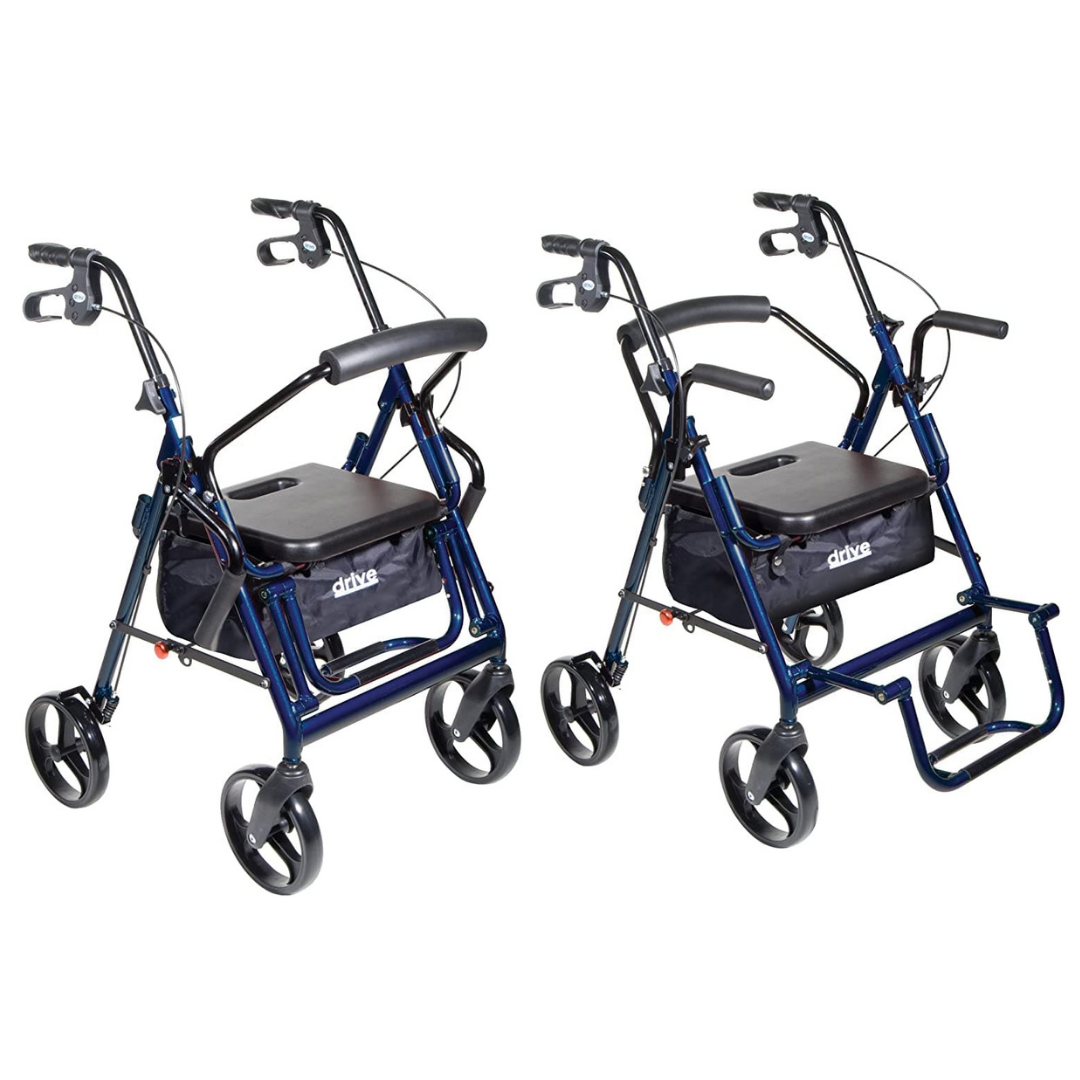 Drive Medical Folding Duet Hybrid Transport Chair Rolling Walker - primehubstore.shop Transport Chairs