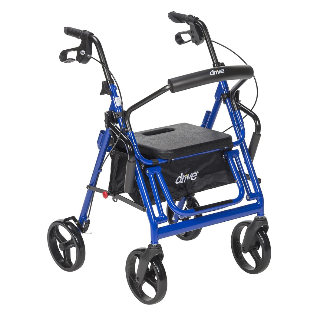 Drive Medical Folding Duet Hybrid Transport Chair Rolling Walker - primehubstore.shop Transport Chairs