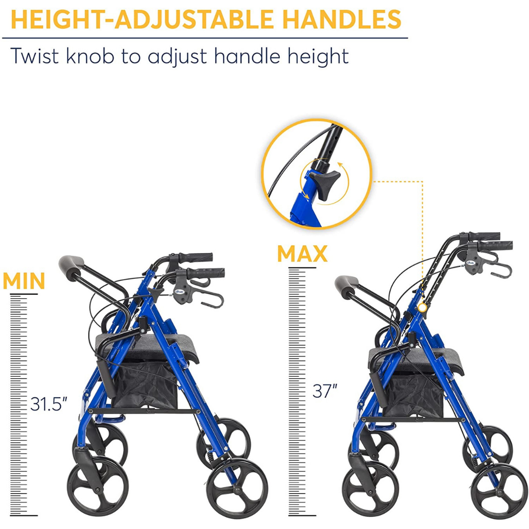 Drive Medical Folding Duet Hybrid Transport Chair Rolling Walker - primehubstore.shop Transport Chairs