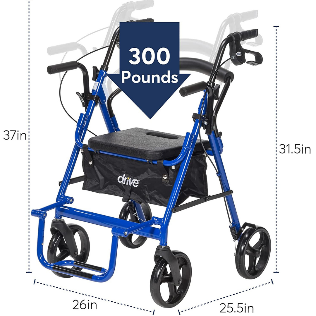 Drive Medical Folding Duet Hybrid Transport Chair Rolling Walker - primehubstore.shop Transport Chairs