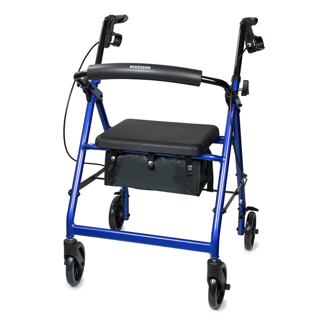 McKesson Lightweight Aluminum Folding Rollator with Padded Seat - Open Box - primehubstore.shop Rollators