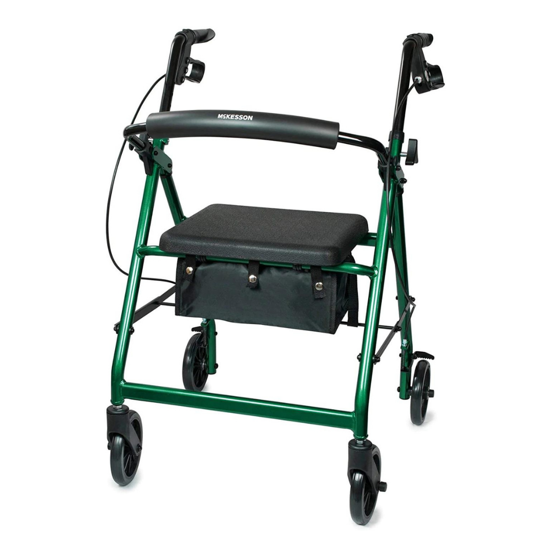 McKesson Lightweight Aluminum Folding Rollator with Padded Seat - Open Box - primehubstore.shop Rollators