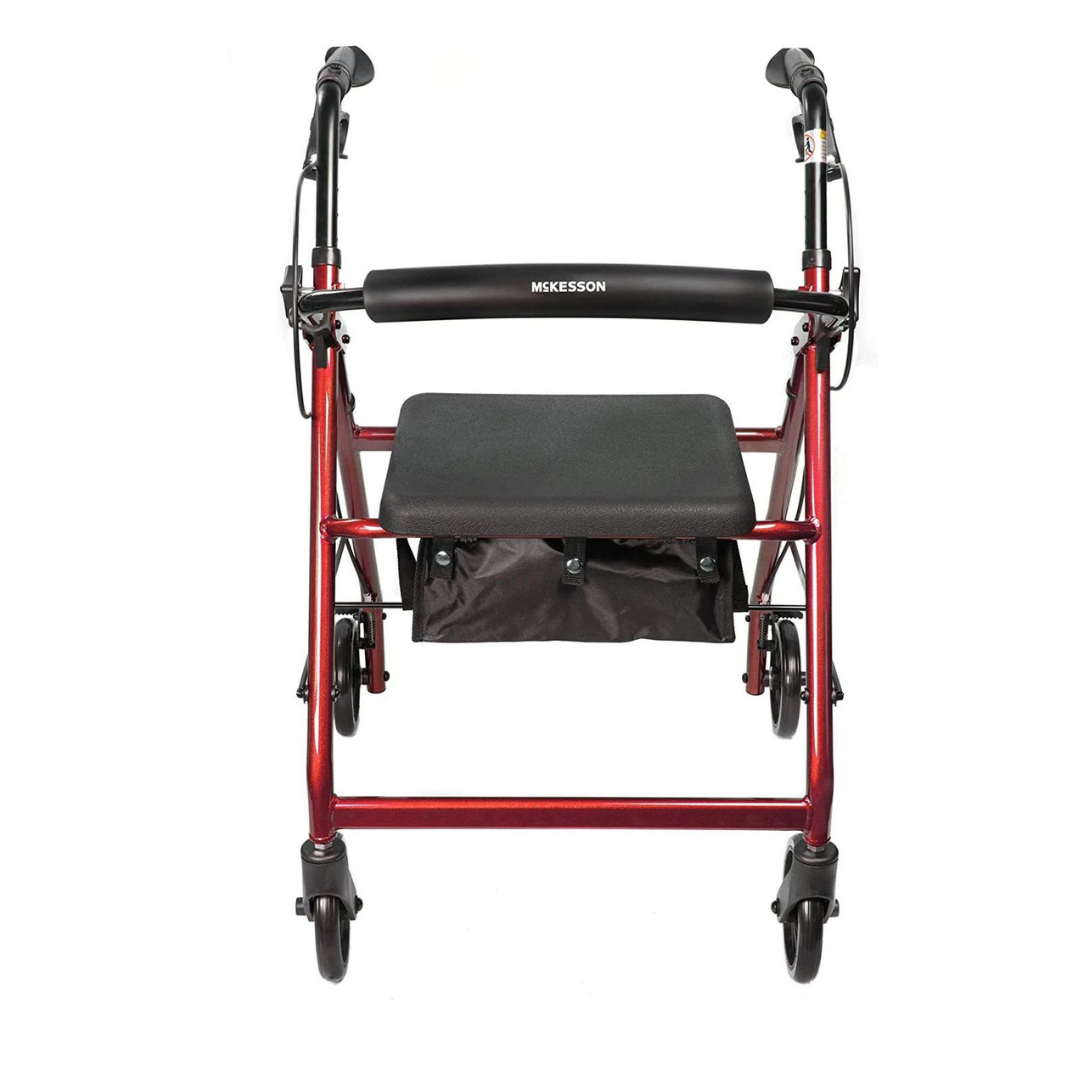 McKesson Lightweight Aluminum Folding Rollator with Padded Seat - Open Box - primehubstore.shop Rollators