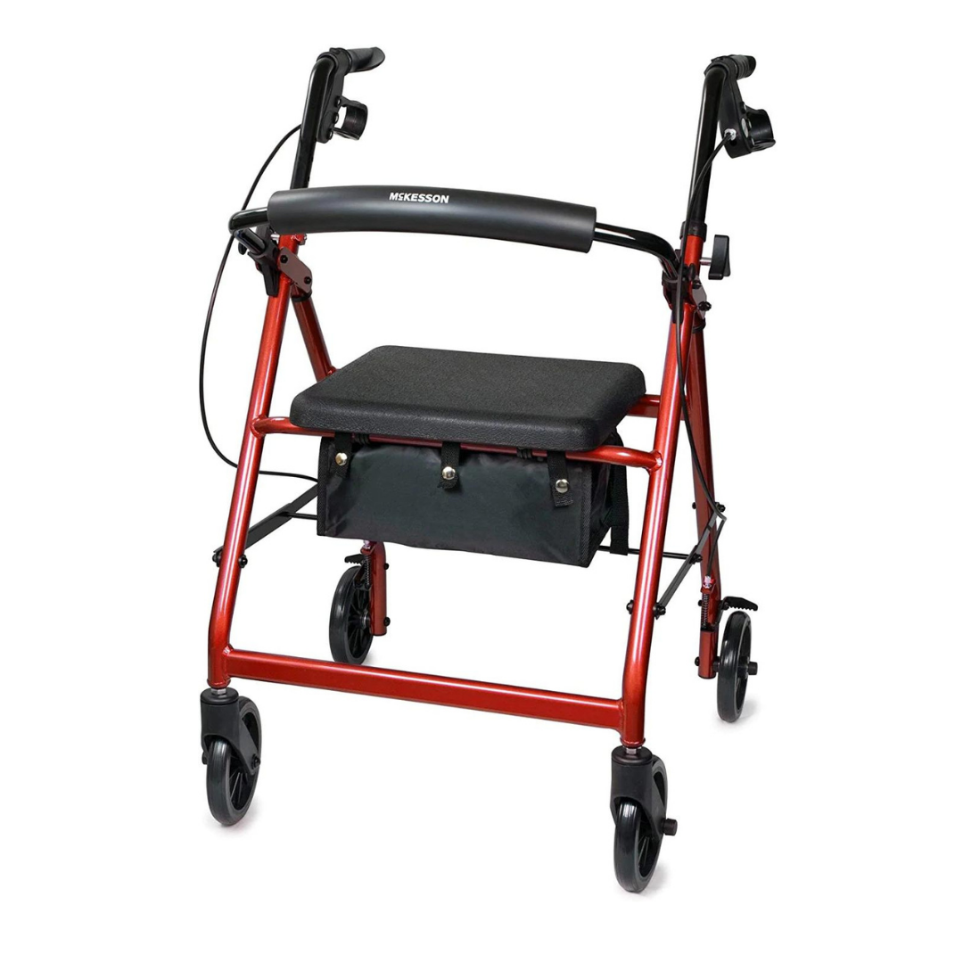 McKesson Lightweight Aluminum Folding Rollator with Padded Seat - Open Box - primehubstore.shop Rollators