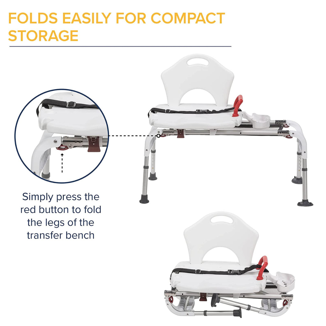 Drive Medical Folding Universal Sliding Transfer Bench - primehubstore.shop Transfer Equipment