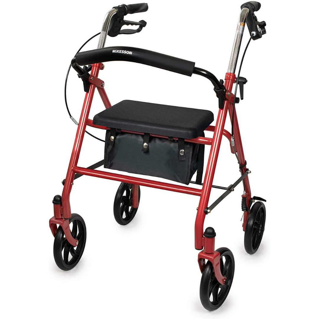 McKesson Lightweight Folding Rollator with Padded Seat - primehubstore.shop Rollators