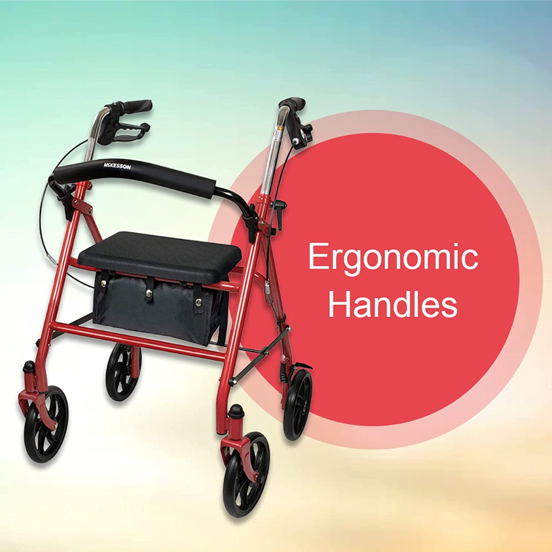 McKesson Lightweight Folding Rollator with Padded Seat - primehubstore.shop Rollators