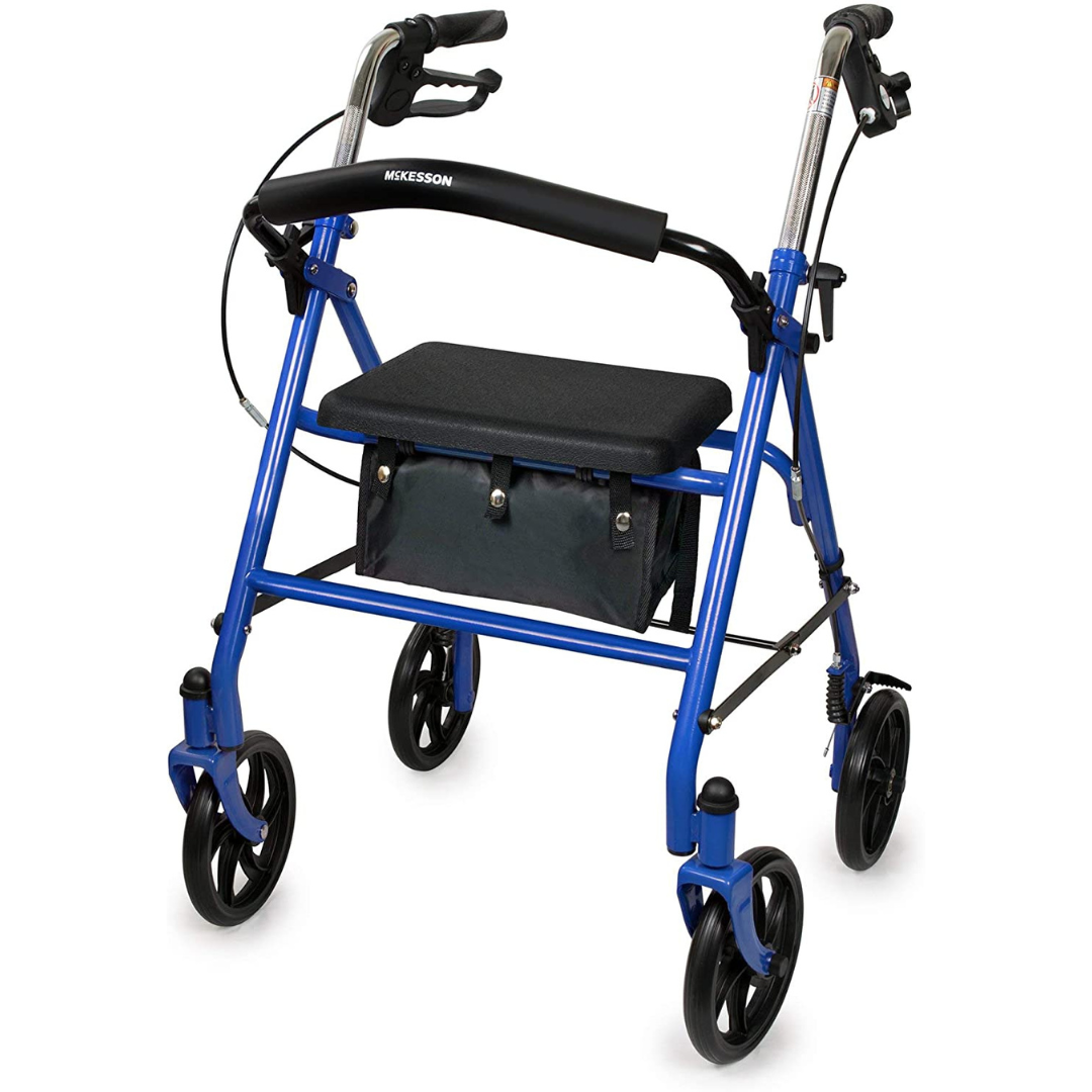 McKesson Lightweight Folding Rollator with Padded Seat - primehubstore.shop Rollators