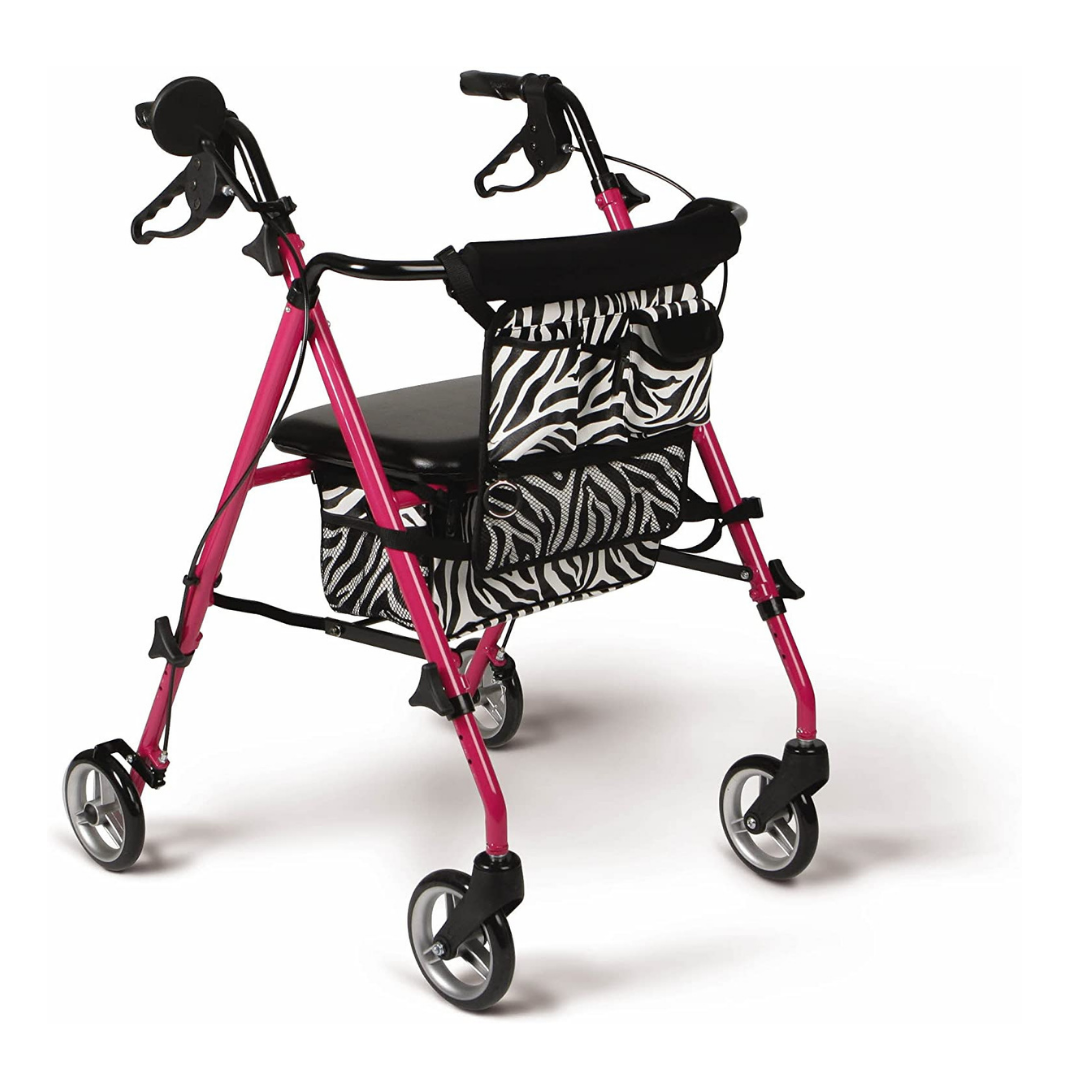 Medline Posh Pink Premium Lightweight Foldable Aluminum Rollator Walker - primehubstore.shop Rollators